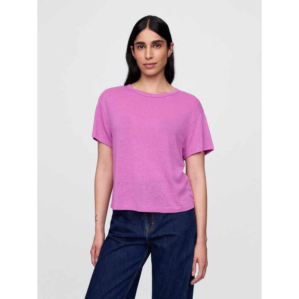 778377-03 Lněné crop tričko Fialová