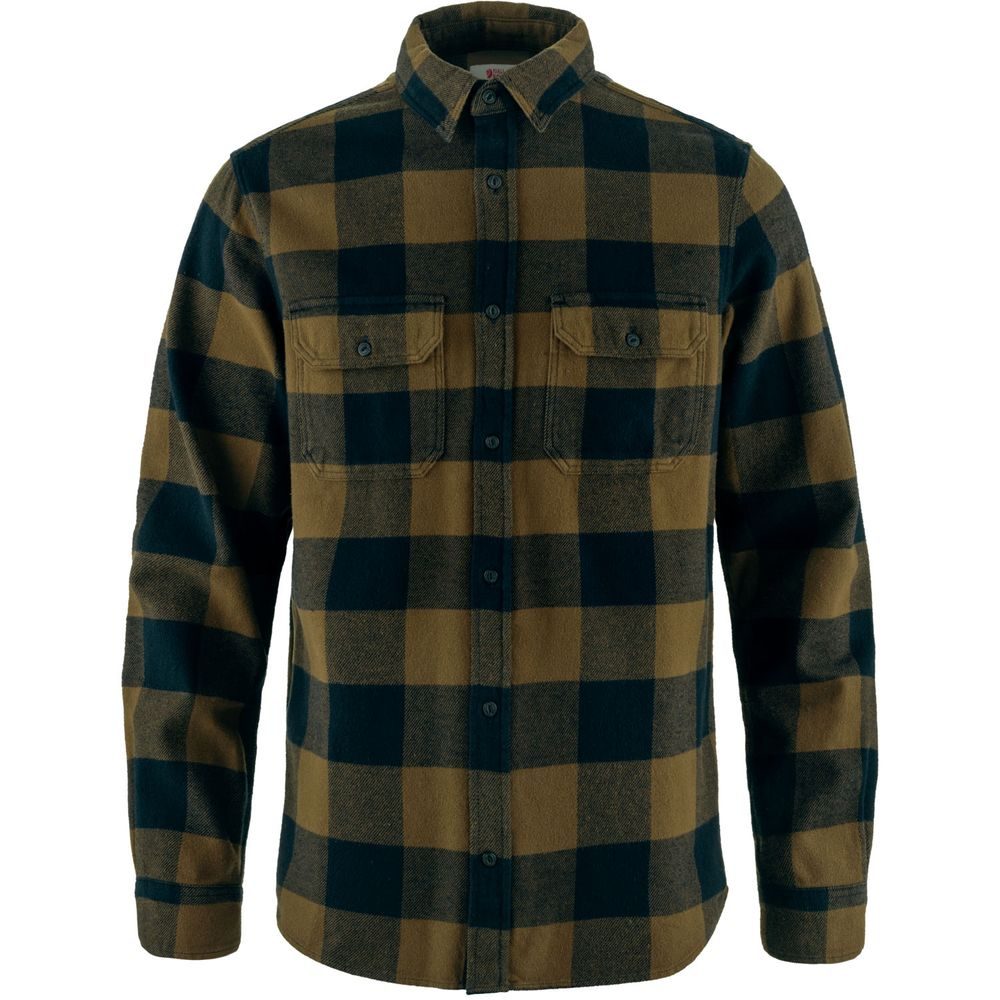 Övik Heavy Flannel Shirt M Wood Brown-Dark Navy