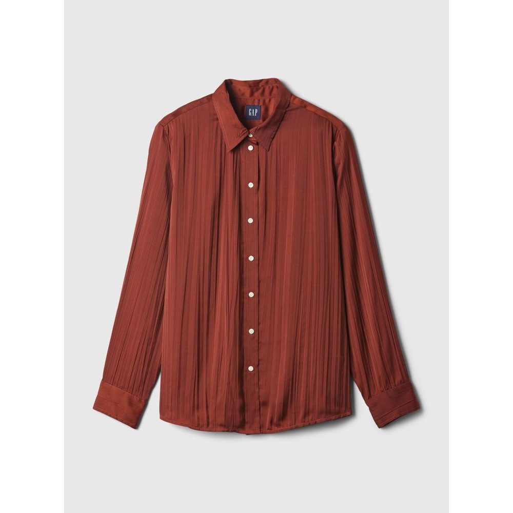 Saténová košile Boyfriend Hnědá