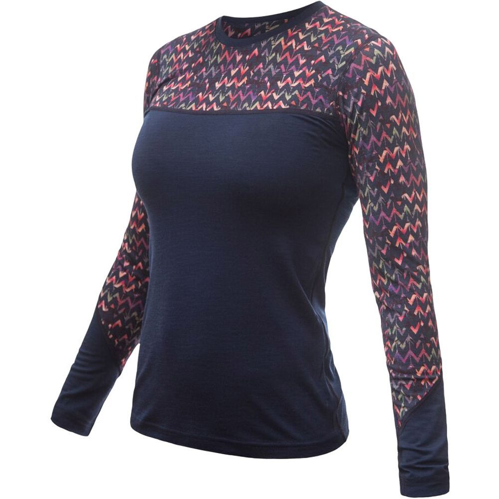 MERINO IMPRESS dámské triko dl.rukáv deep blue/origami
