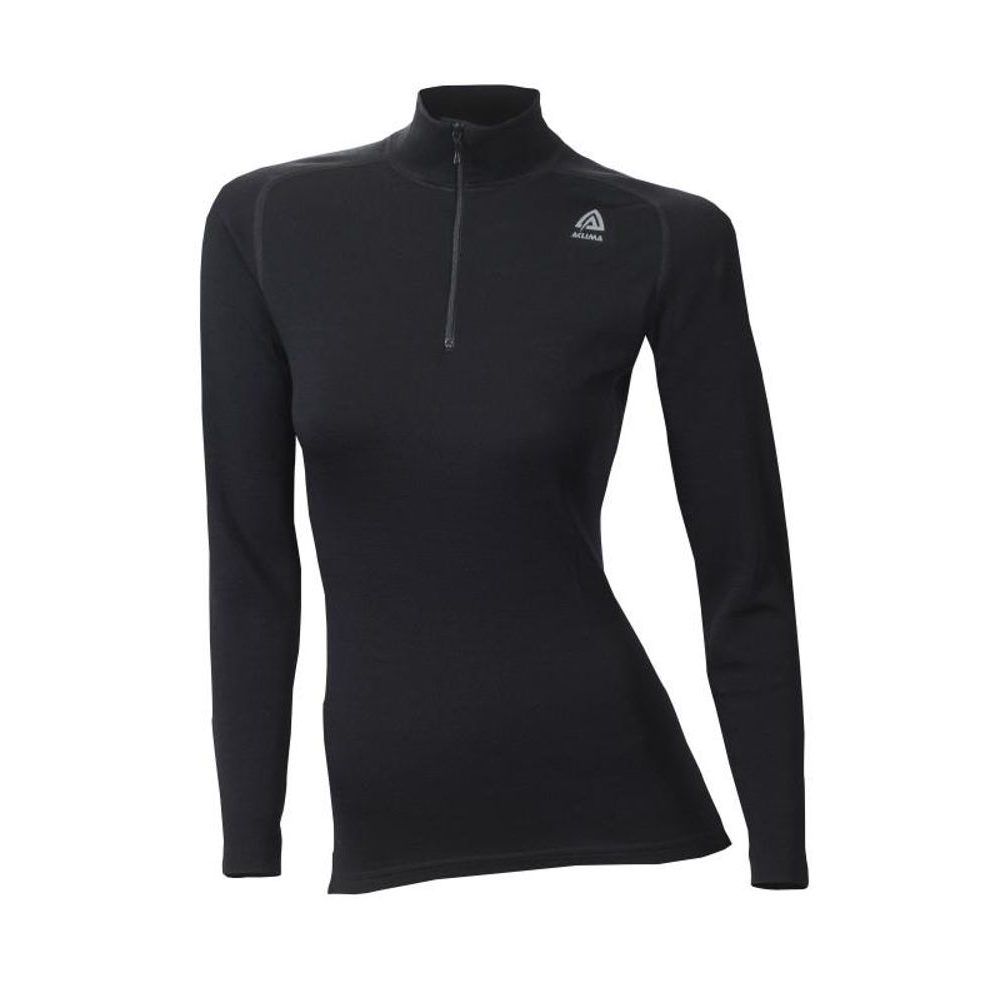 WarmWool Mock Neck shirt, Jet Black, Woman