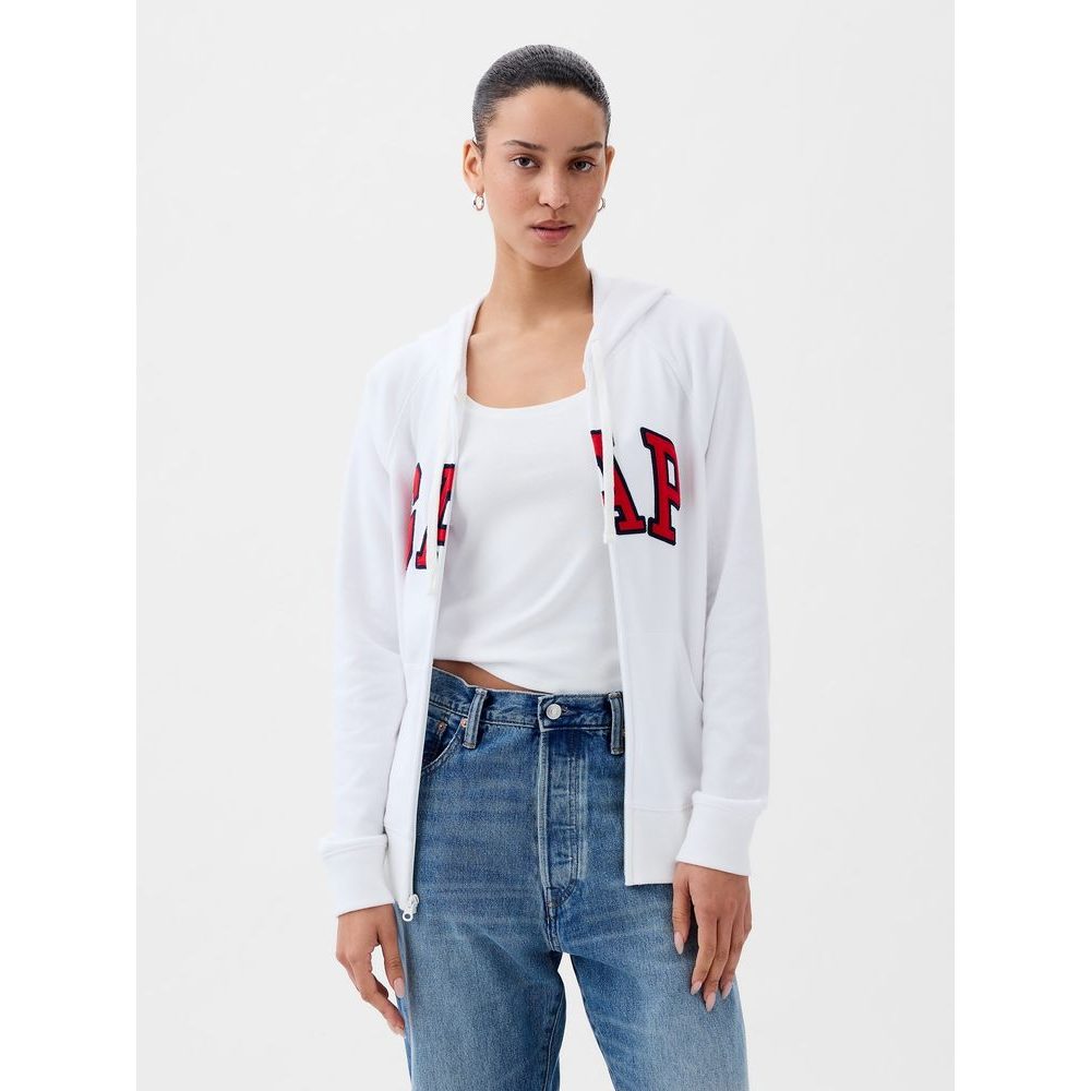 870536-04 Mikina s logem a kapucí Bílá