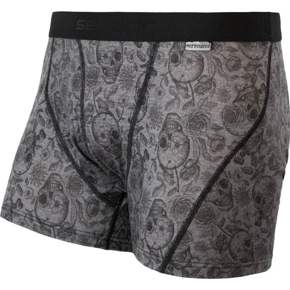 MERINO IMPRESS pánské trenky černá/skulls