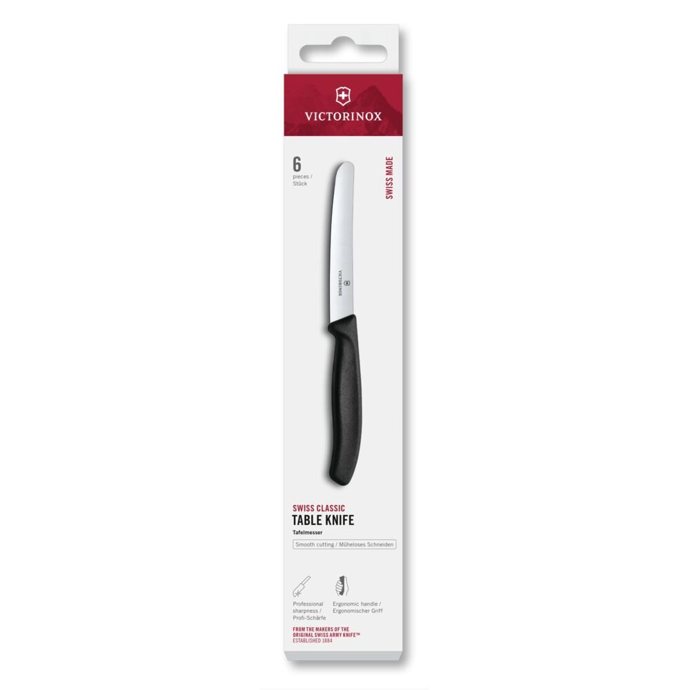 Swiss Classic, table knife, 6pcs, 11cm, straight, black, box