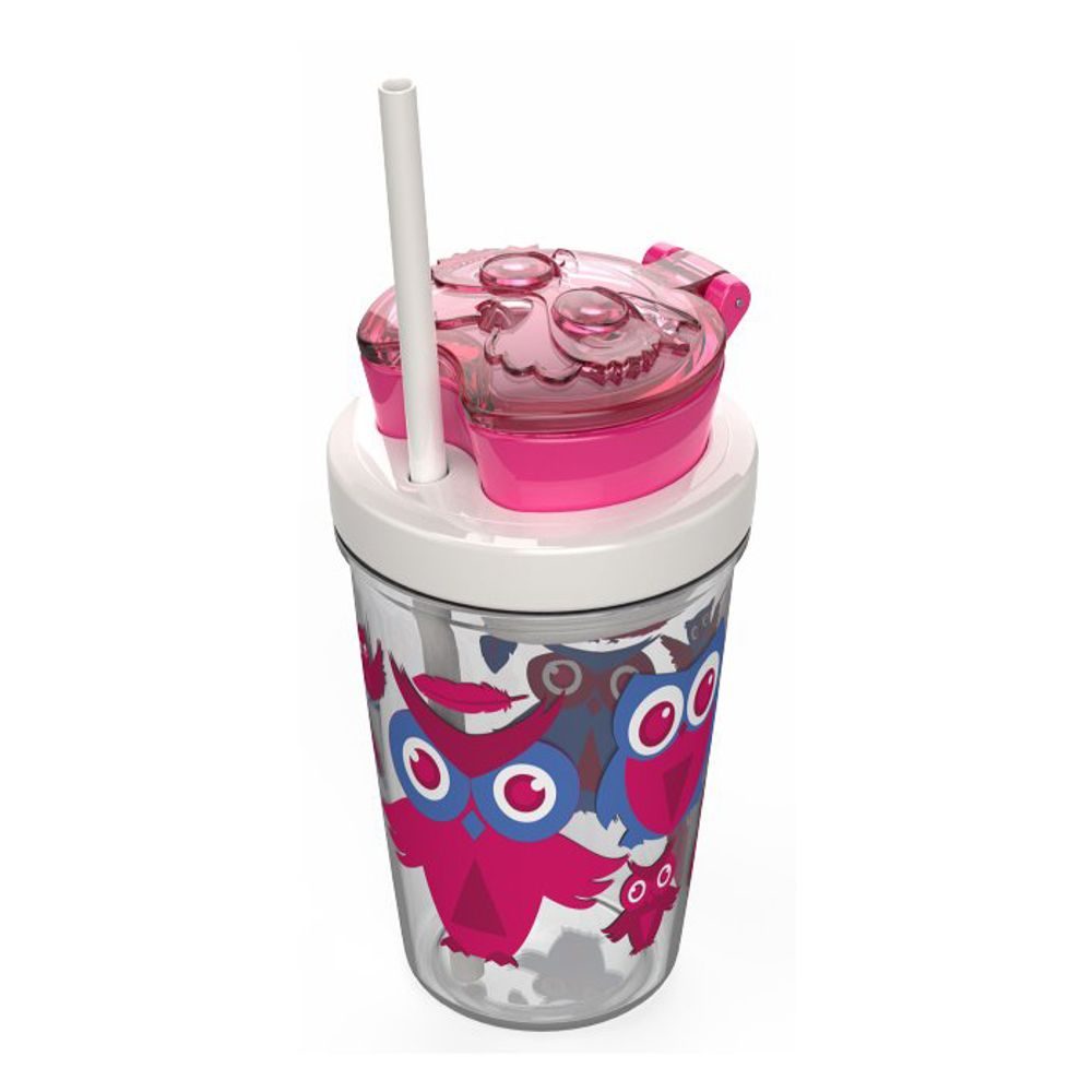 Svačinka 350 růžová se sovičkami