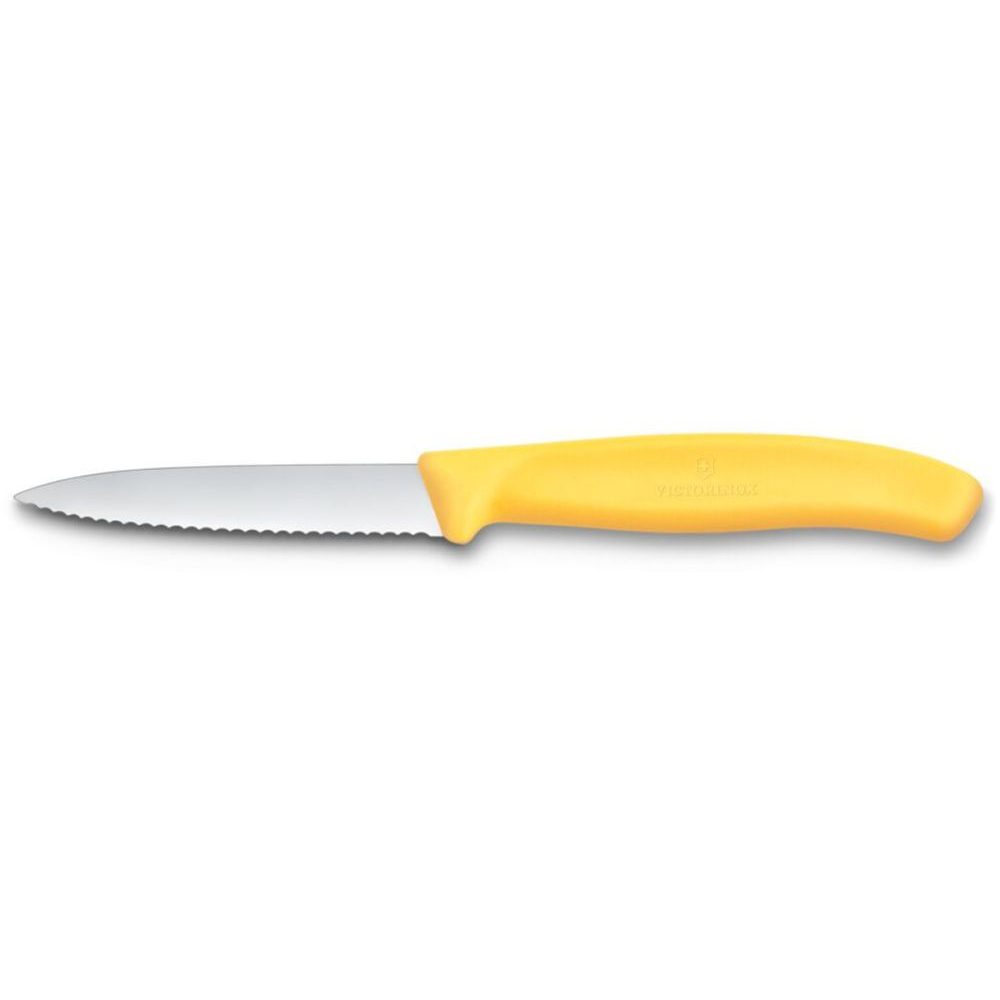 Swiss Classic, paring knife, 8cm, wavy, pointed tip, yellow