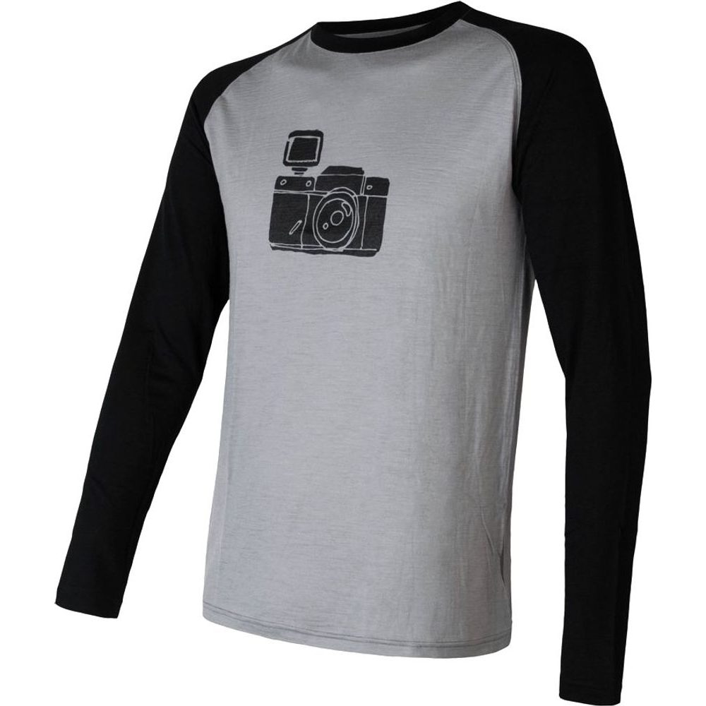 MERINO ACTIVE PT CAMERA pánské triko dl. rukáv šedá/černá