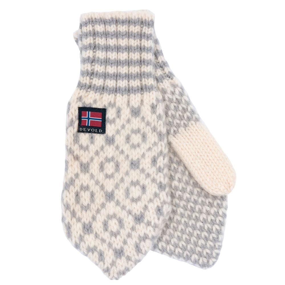Svalbard Wool Mitten, Offwhite/Grey
