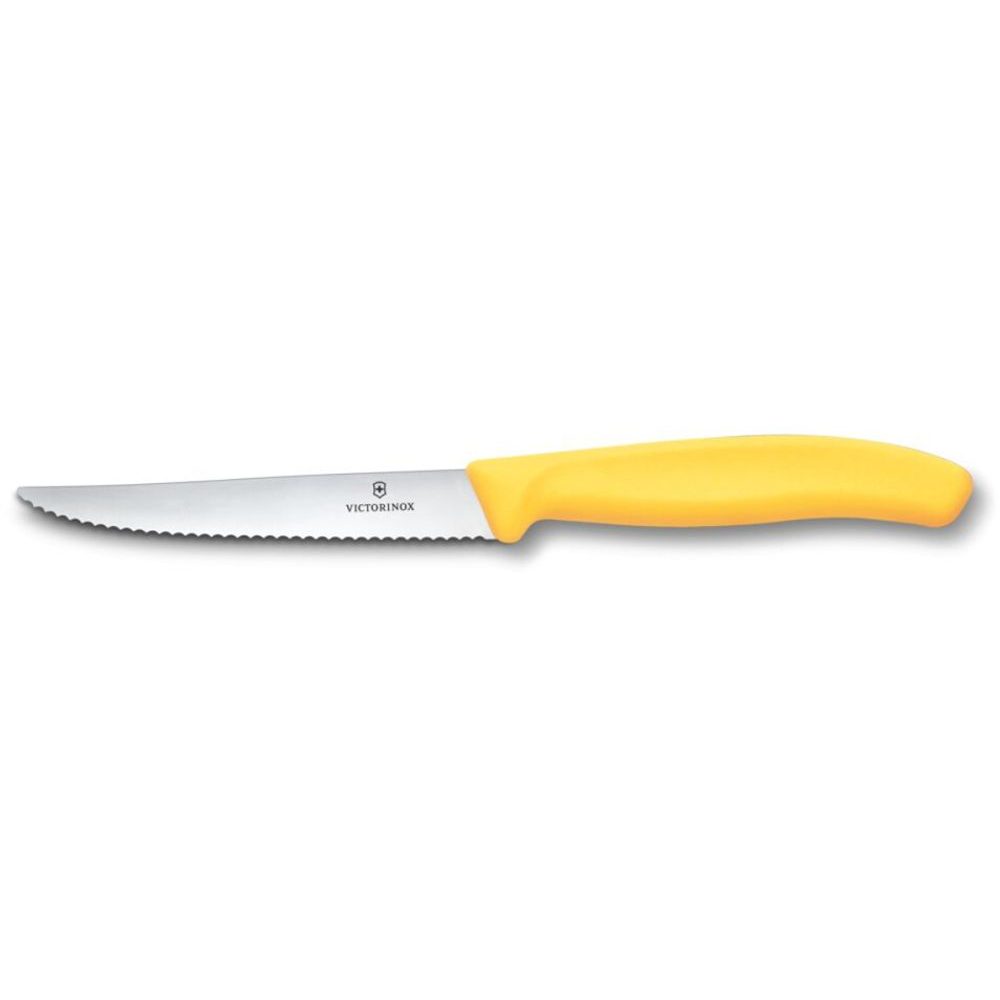 Swiss Classic, steak & pizza knife, 11cm, wavy, yellow
