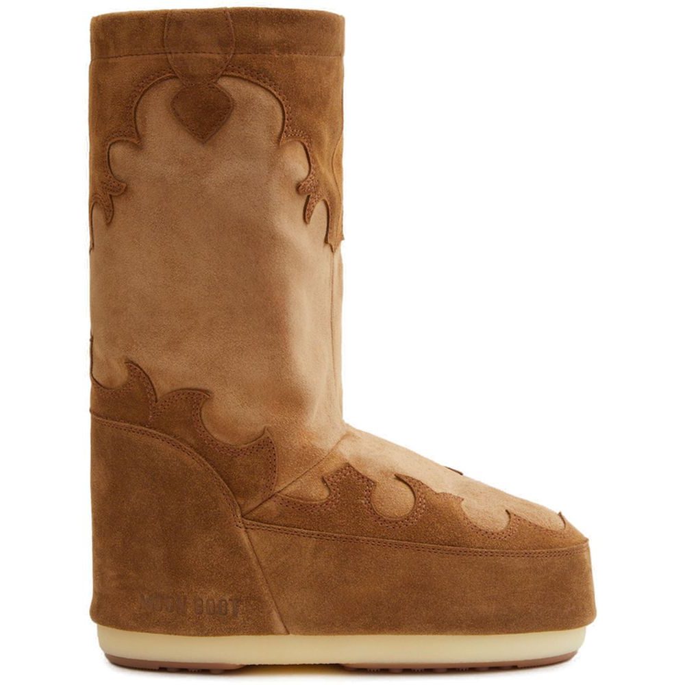 ICON SUEDE EMBROIDERY BROWN BOOTS Cognac