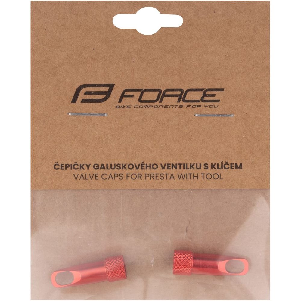 čepičky galuskového ventilku s klíčem, hliník, červené