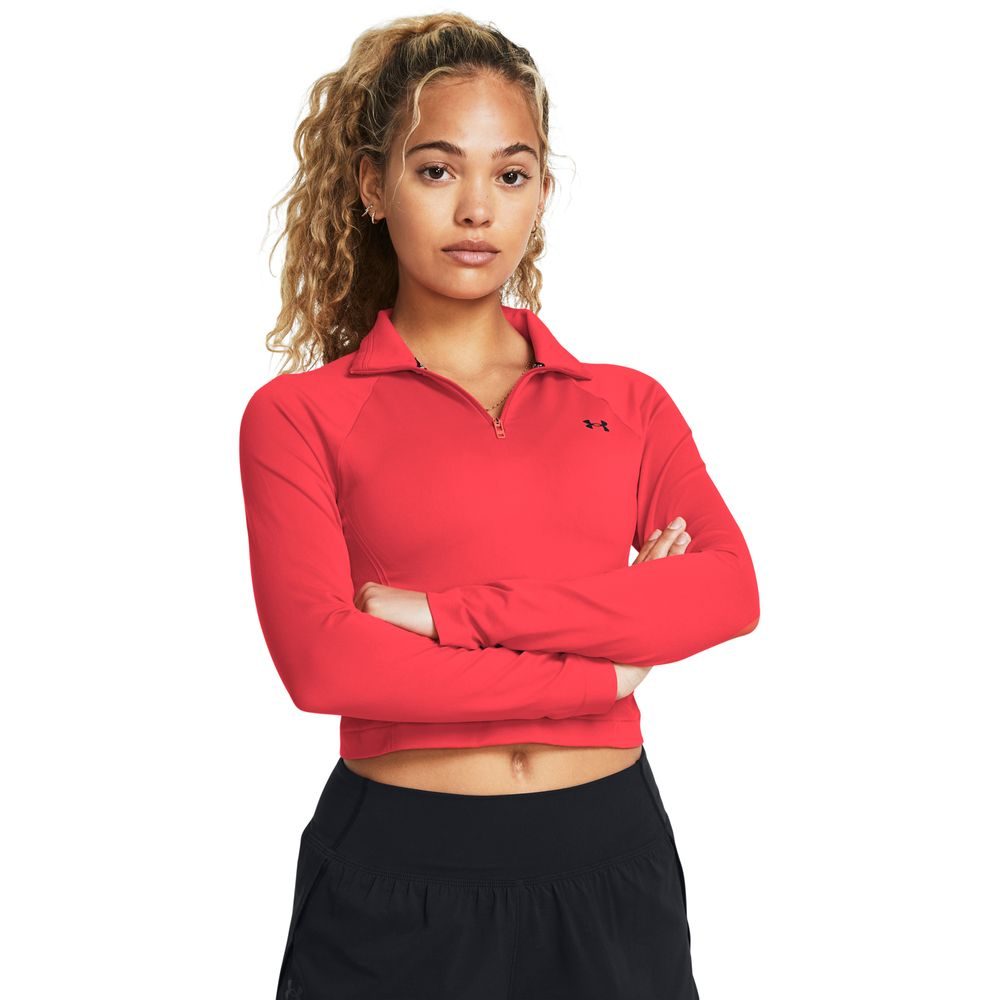 Vanish Seamless 1/4 Zip Crop-RED