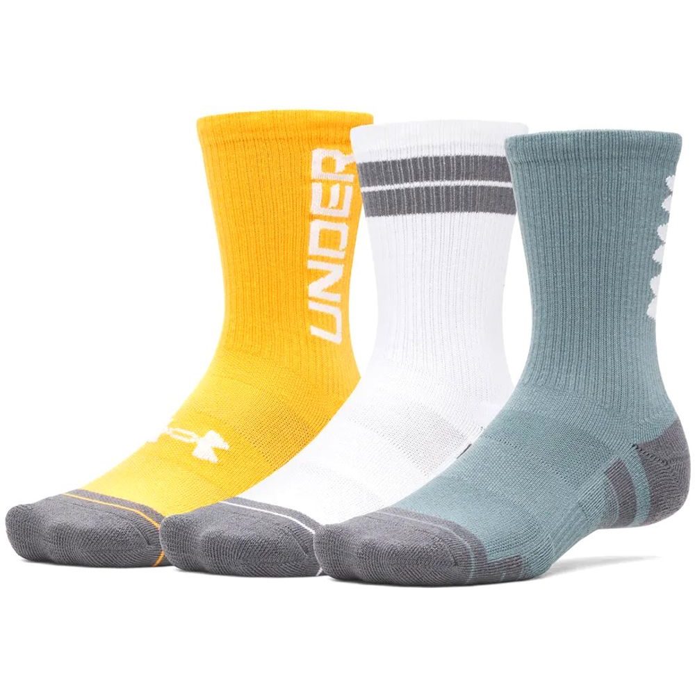 UA Perf Tech Nov 3pk Crew-BLU/YEL