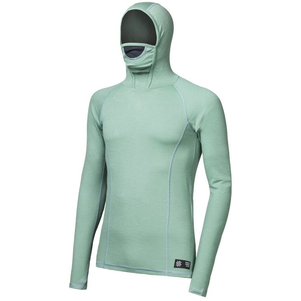 MERINO DF pánské triko dl.rukáv s kapucí basil green