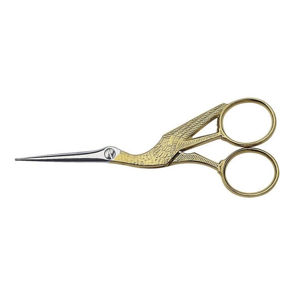 Stork scissors, gold-plated