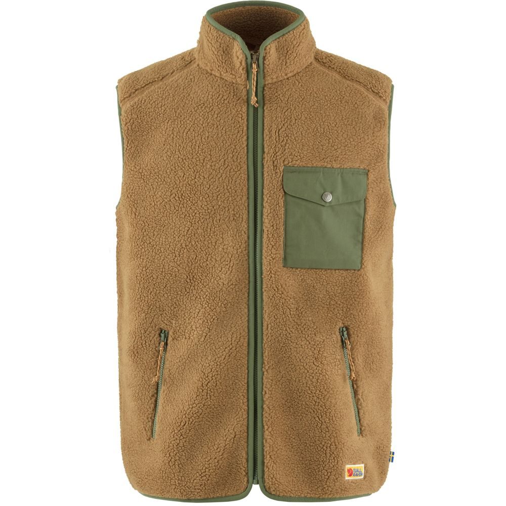Vardag Pile Fleece Vest M, Buckwheat Brown-Laurel Green