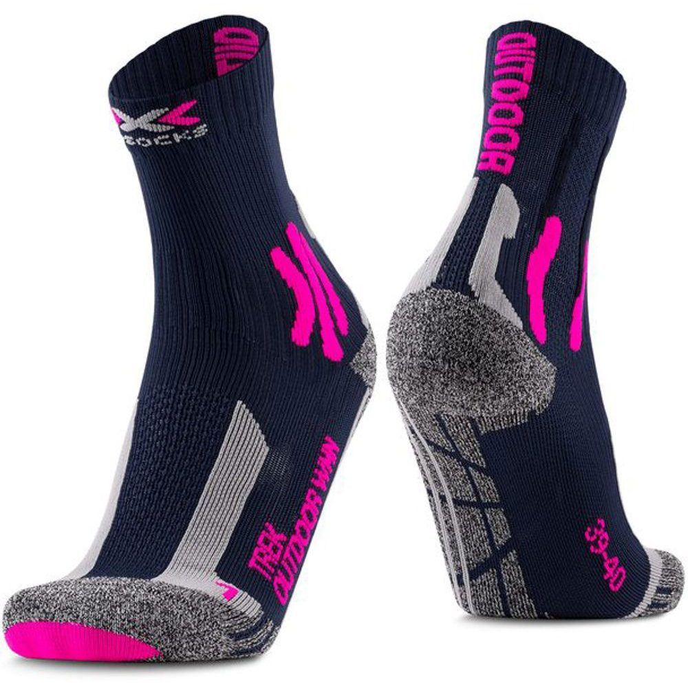X-SOCKS® TREK OUTDOOR WMN MIDNIGHT BLUE/PINK/LT GREY MELANGE