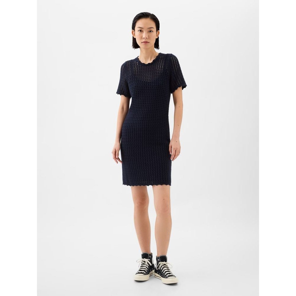 885259-00 Háčkované mini šaty Tmavě modrá