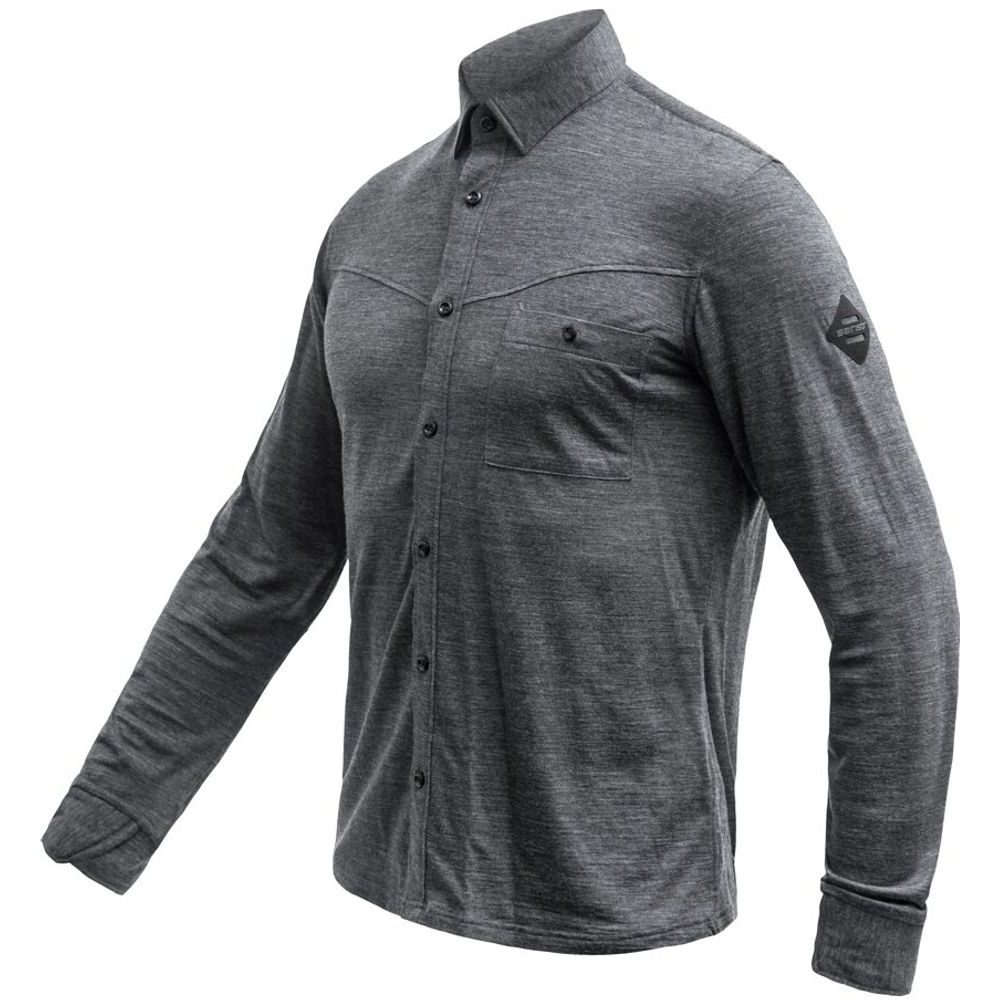 MERINO LITE unisex košile dl.rukáv anthracite gray
