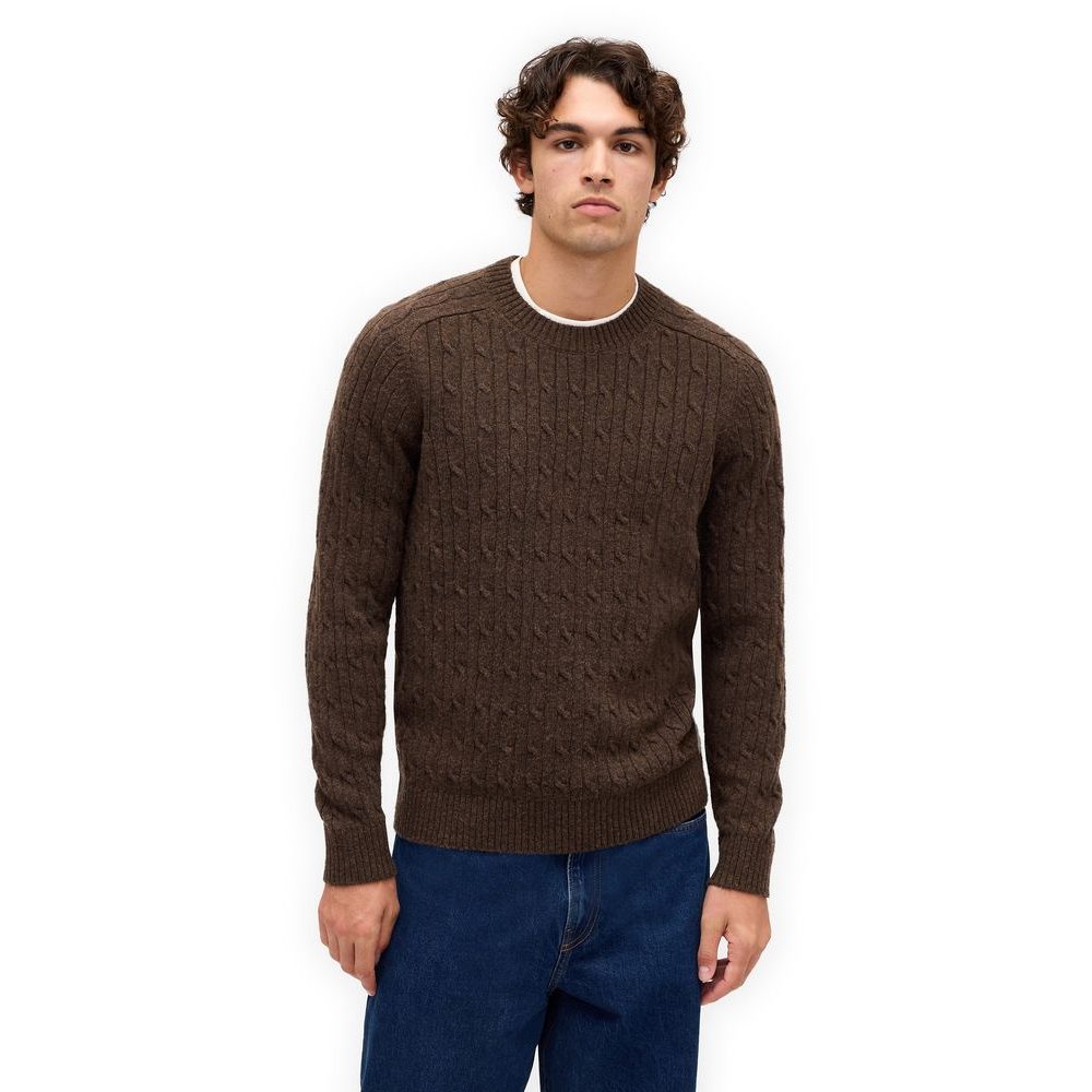 807068-01 Pletený svetr z Merino vlny Hnědá