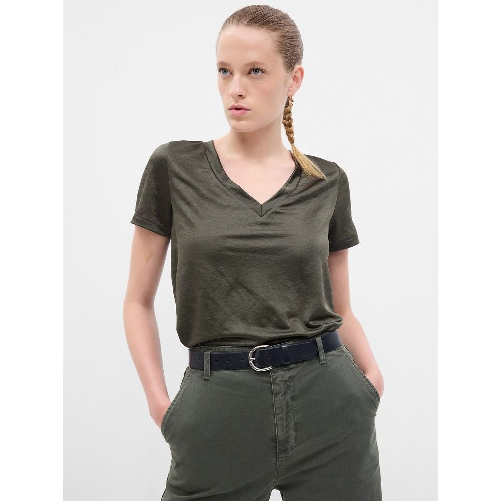 757756-00 Tričko s výstřihem do V Zelená