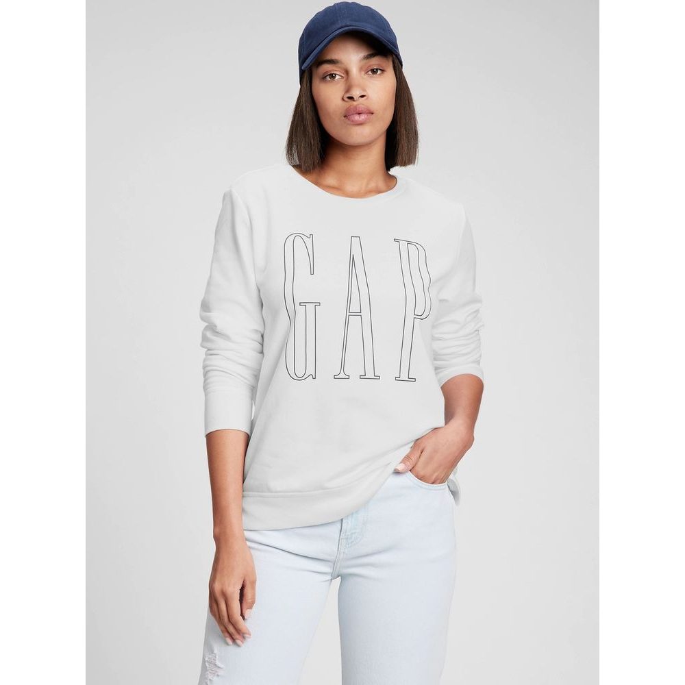 873575-04 Mikina s logem a rozparky Bílá