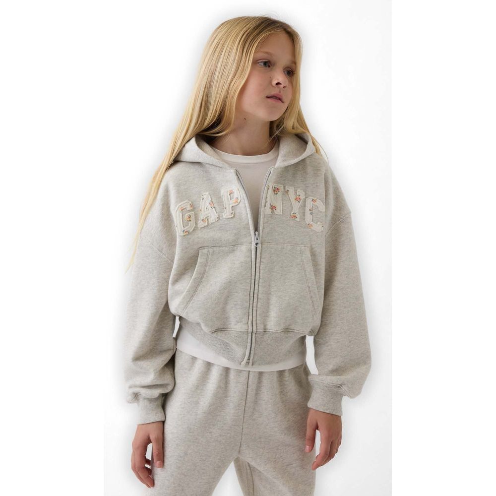 879363-02 Dětská oversize mikina s logem VintageSoft Šedá