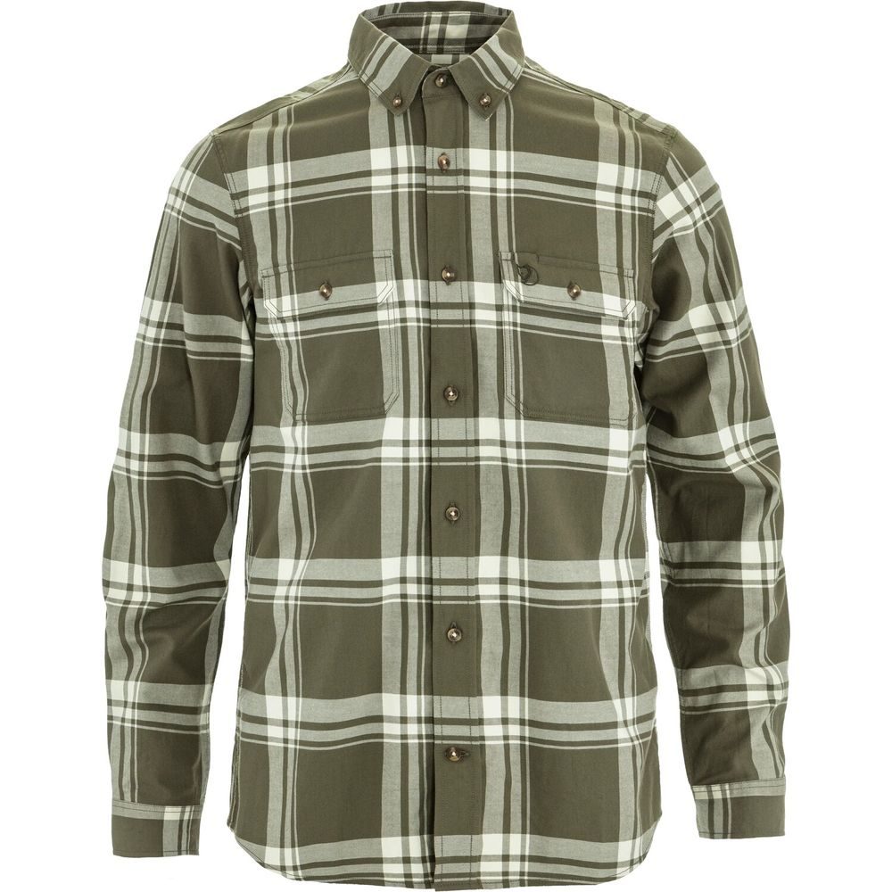 Övik Lite Flannel Shirt M Laurel Green-Chalk White