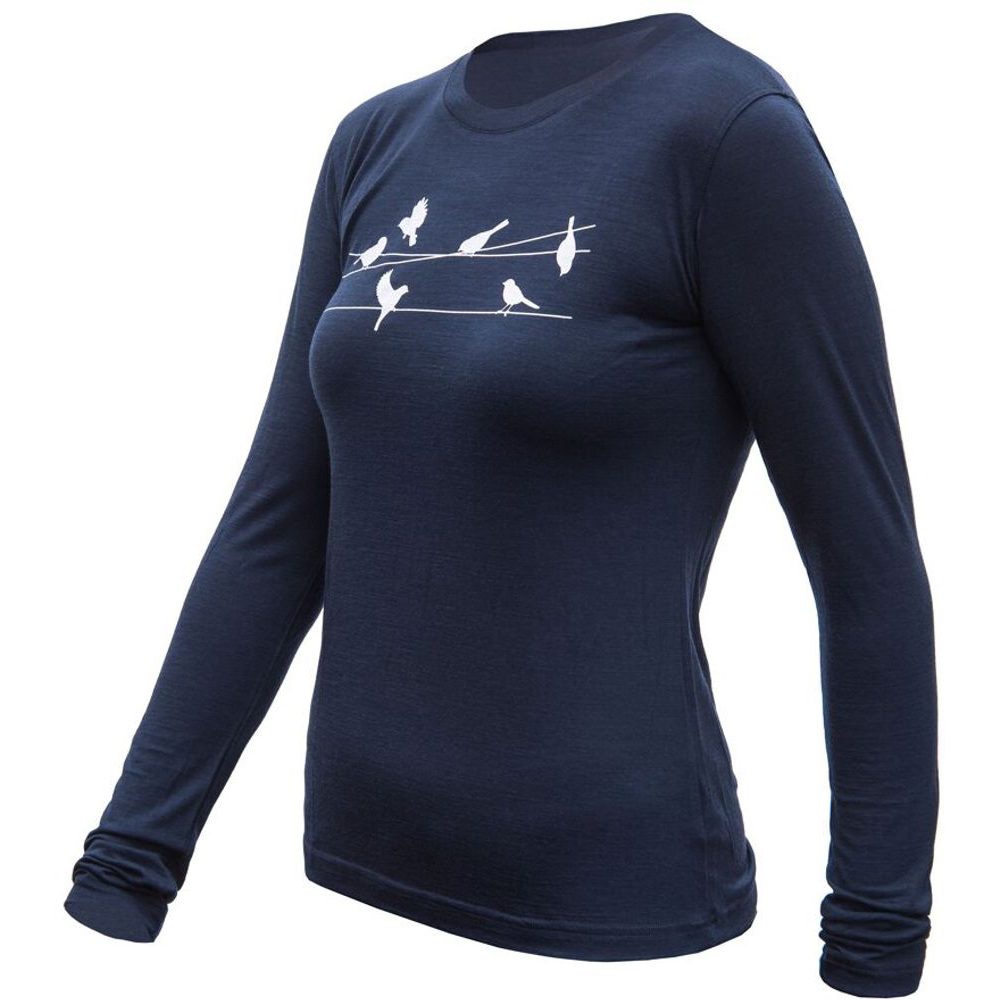 MERINO ACTIVE SONGBIRDS dámské triko dl.rukáv deep blue