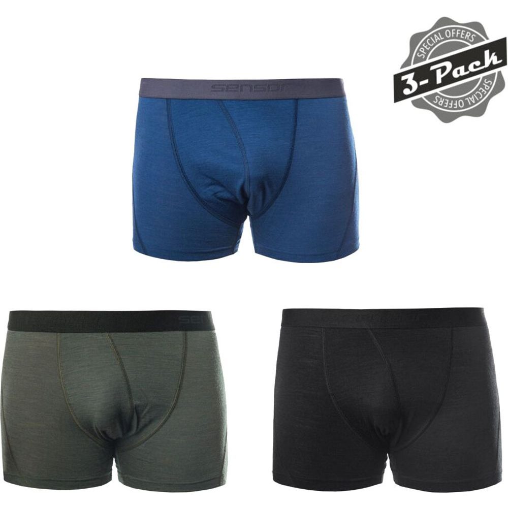 MERINO AIR 3-PACK pánské trenky, černá/tm.modrá/olive