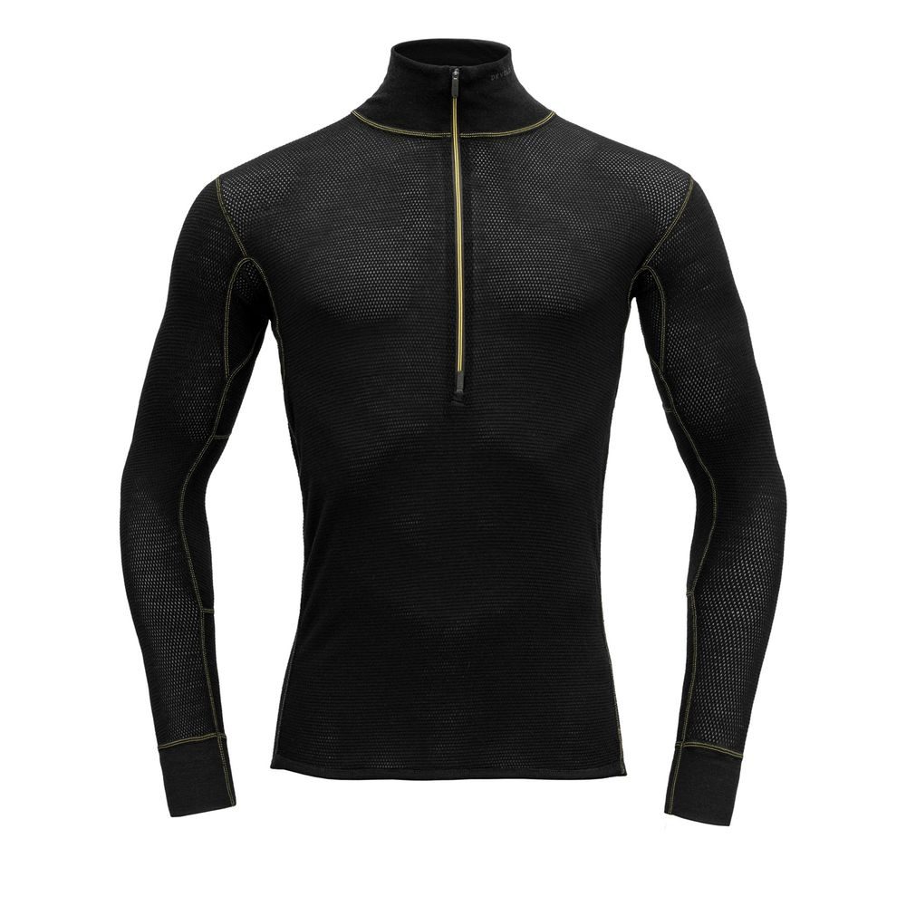 Wool Mesh Man Half Zip Neck, Caviar