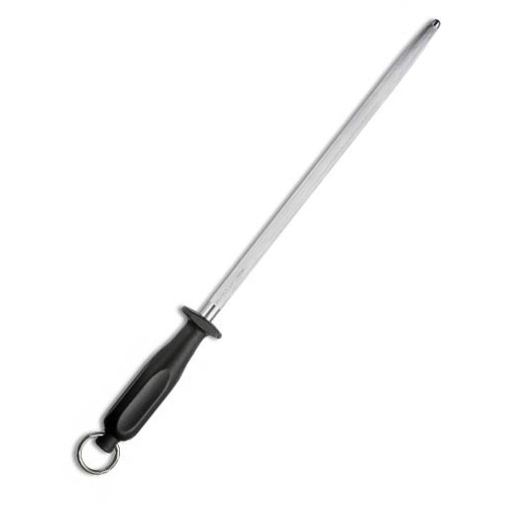 Butcher sharpening steel, 30cm, fine cut, oval, black