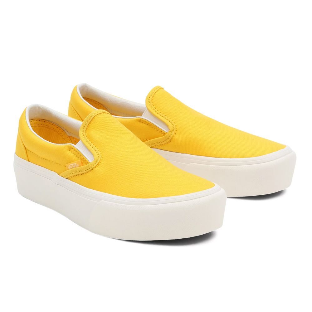 UA CLASSIC SLIP-ON PLATFORM (TWILL), FREESIA/BLANC DE BLANC