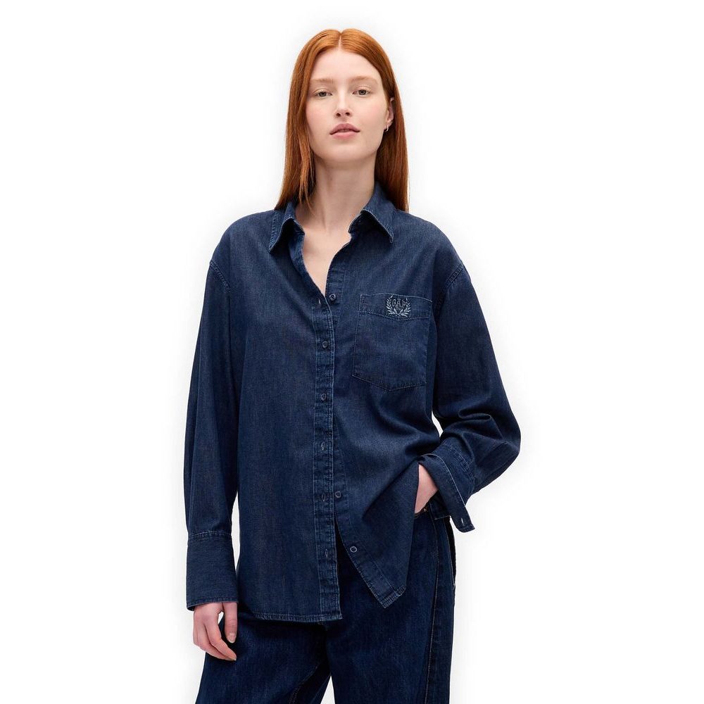 799674-00 Oversize džínová košile s logem Big Shirt UltraSoft Tmavě modrá