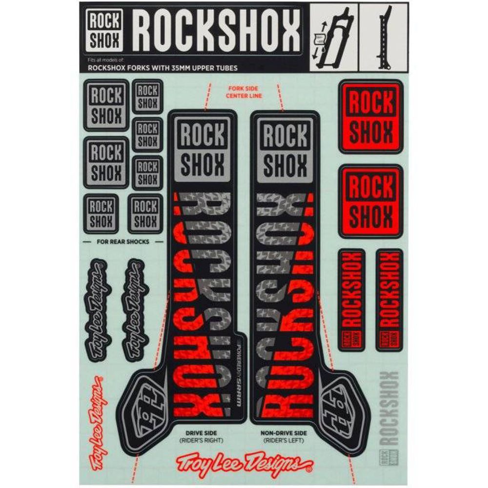 00.4318.021.001 - ROCKSHOX DECAL KIT TLD 35MM SILVER/ORANGE