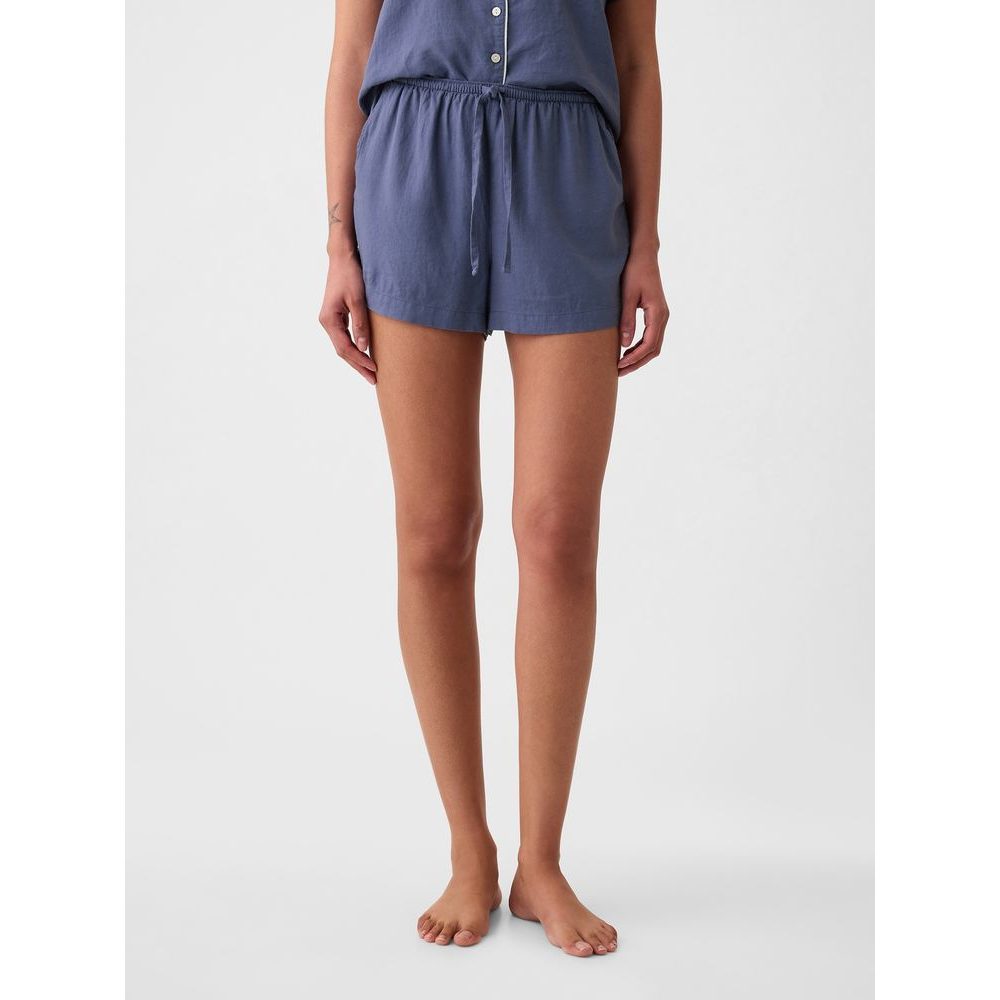 431249-02 Lněné pyžamové kraťasy Tmavě modrá