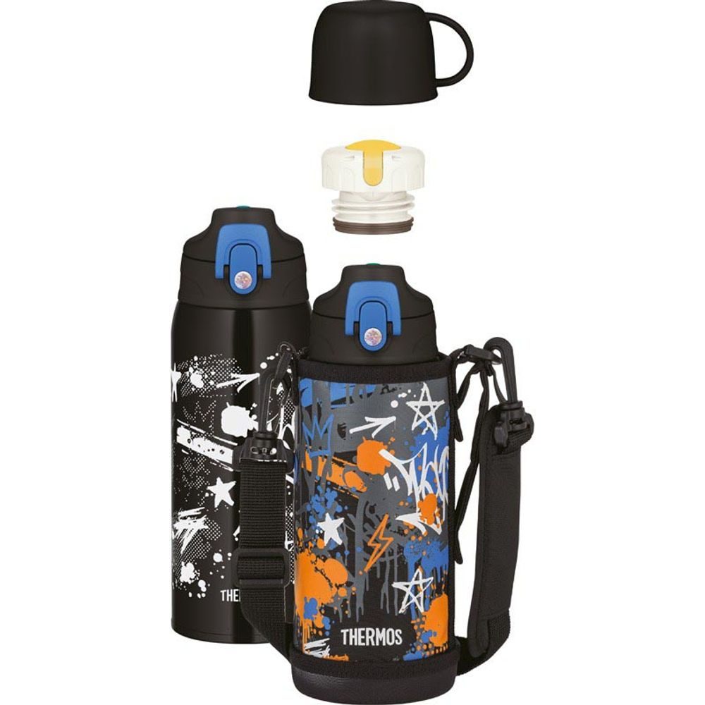 Dětská termoska s dvěma uzávěry 800ml - černá