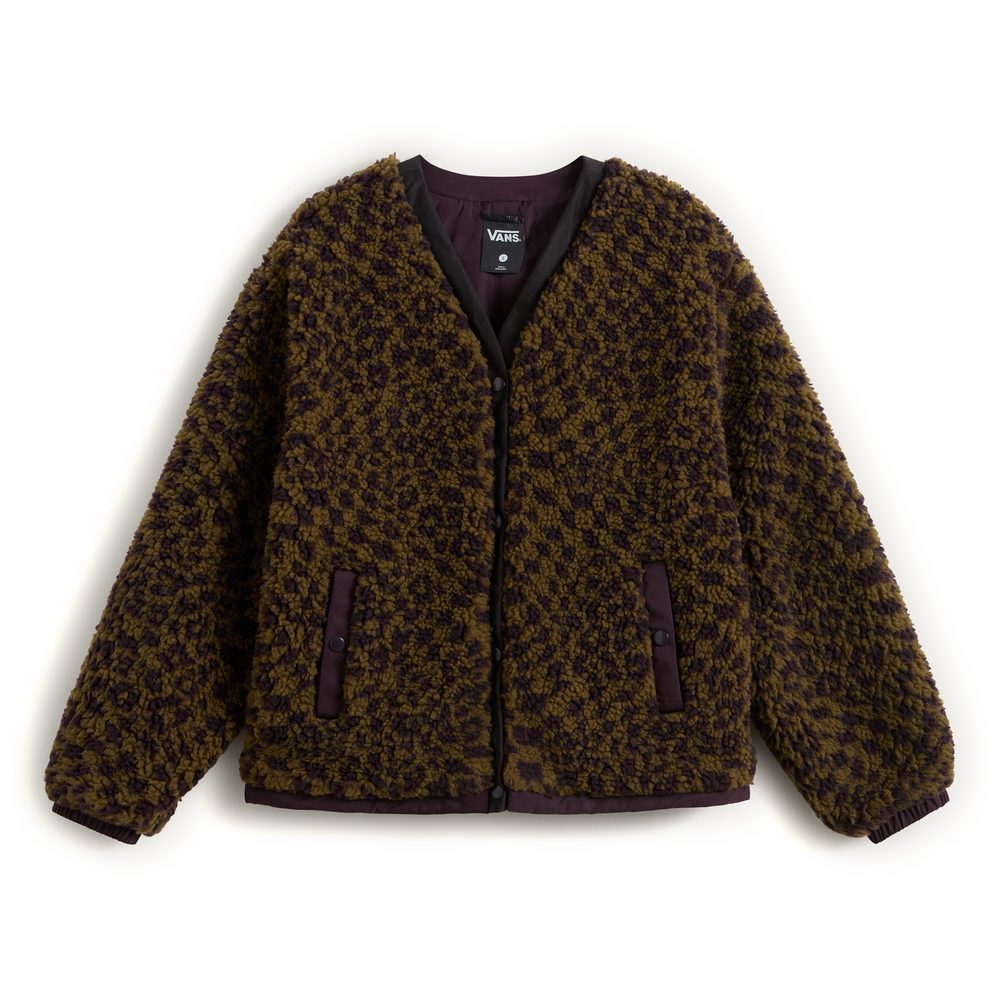 Suffolk Cheetah Check Pile Coat Dark Port