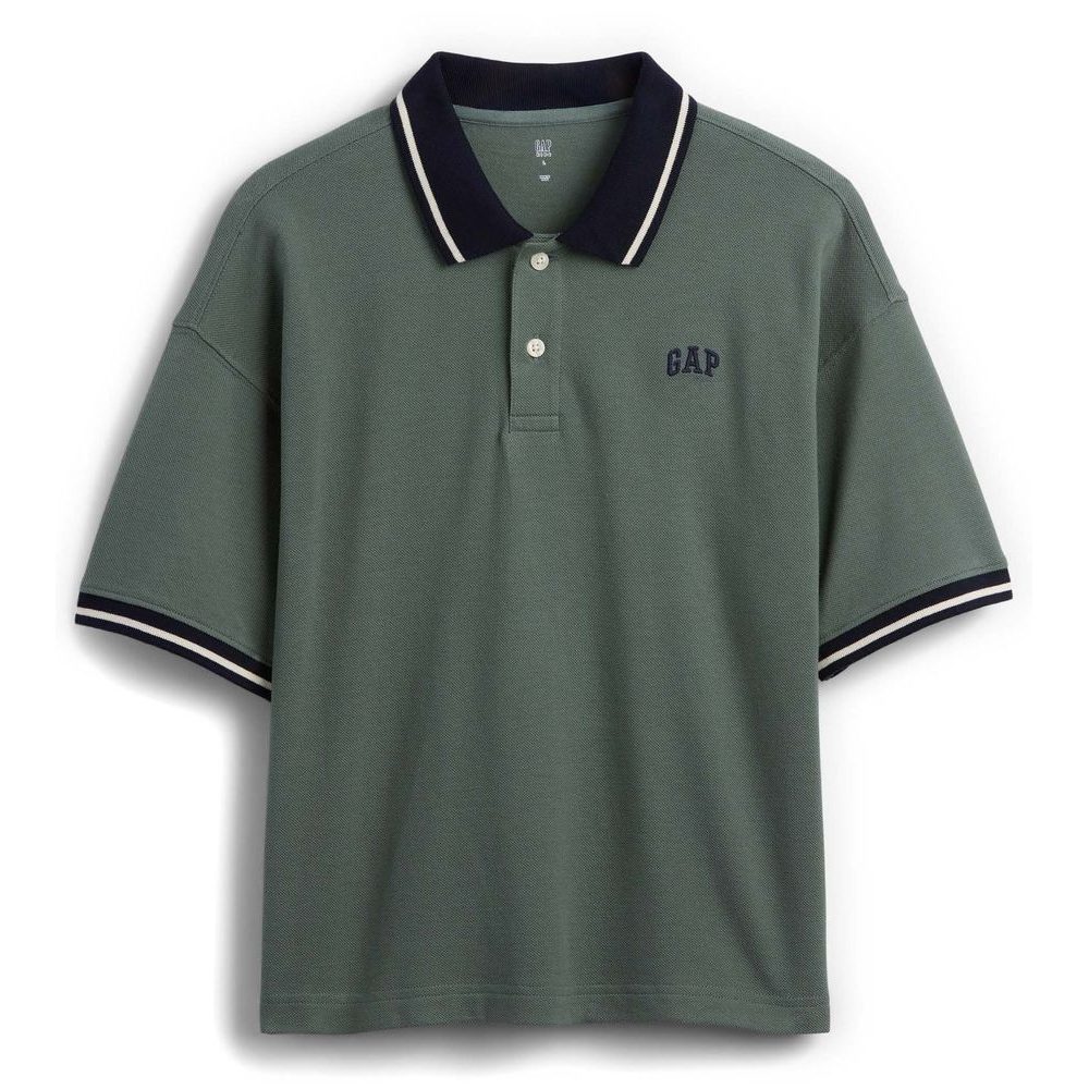 887102-02 Dětské oversize polo tričko s logem Zelená