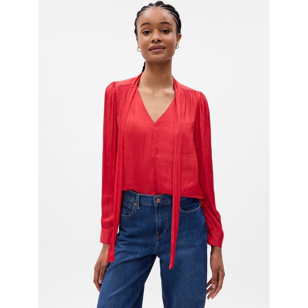 742653-01 Halenka s výstřihem do V Červená