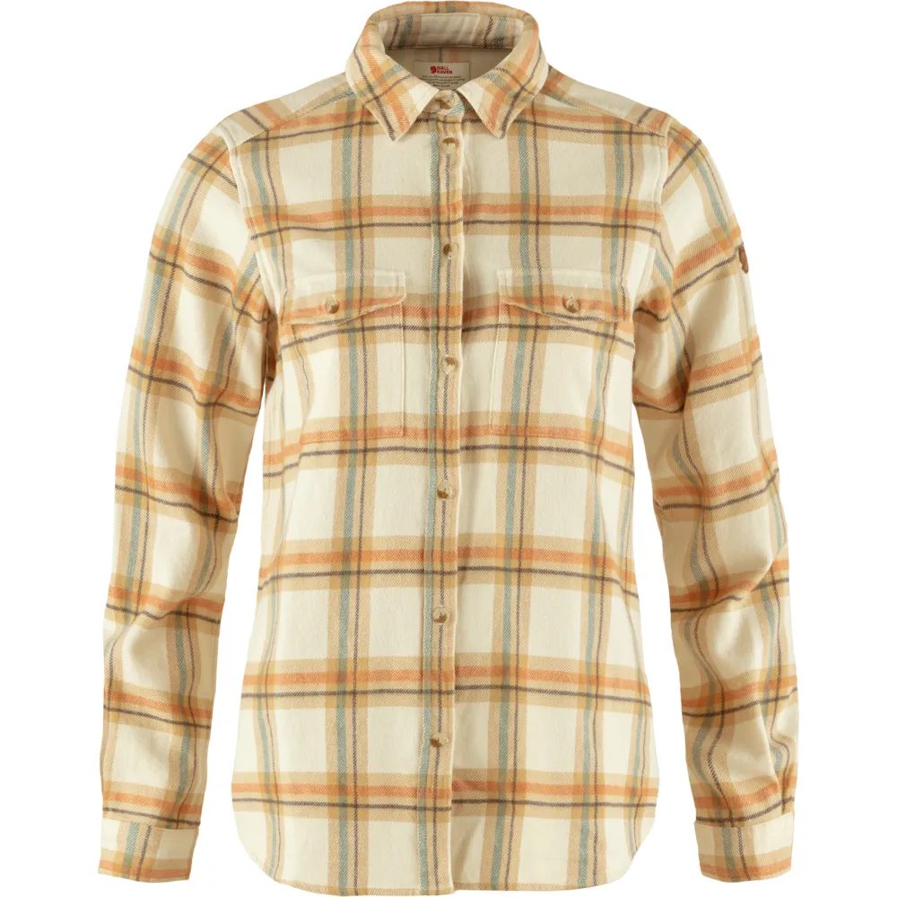 Övik Heavy Flannel Shirt W Chalk White-Dune Beige