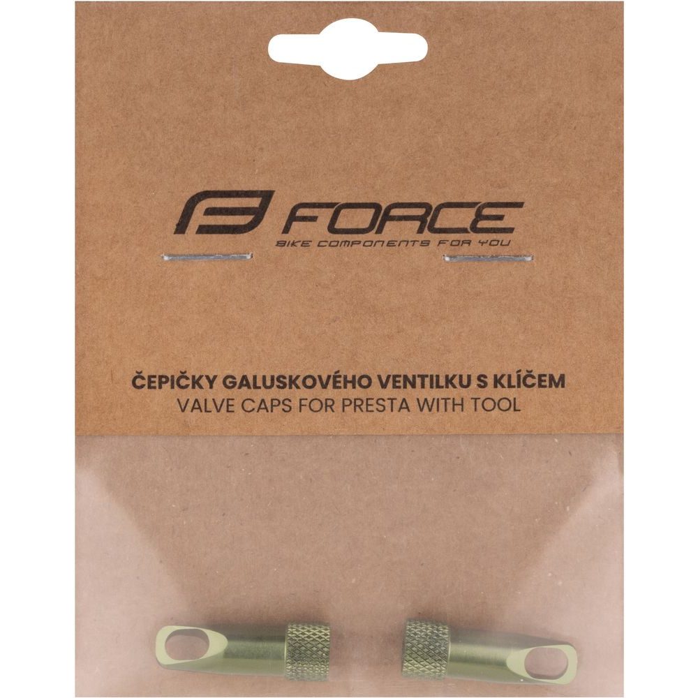 čepičky galuskového ventilku s klíčem, hliník, zelené