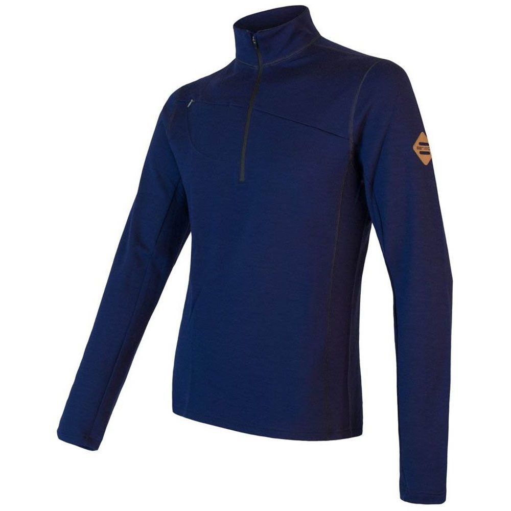 MERINO UPPER pánská mikina krátký zip deep blue