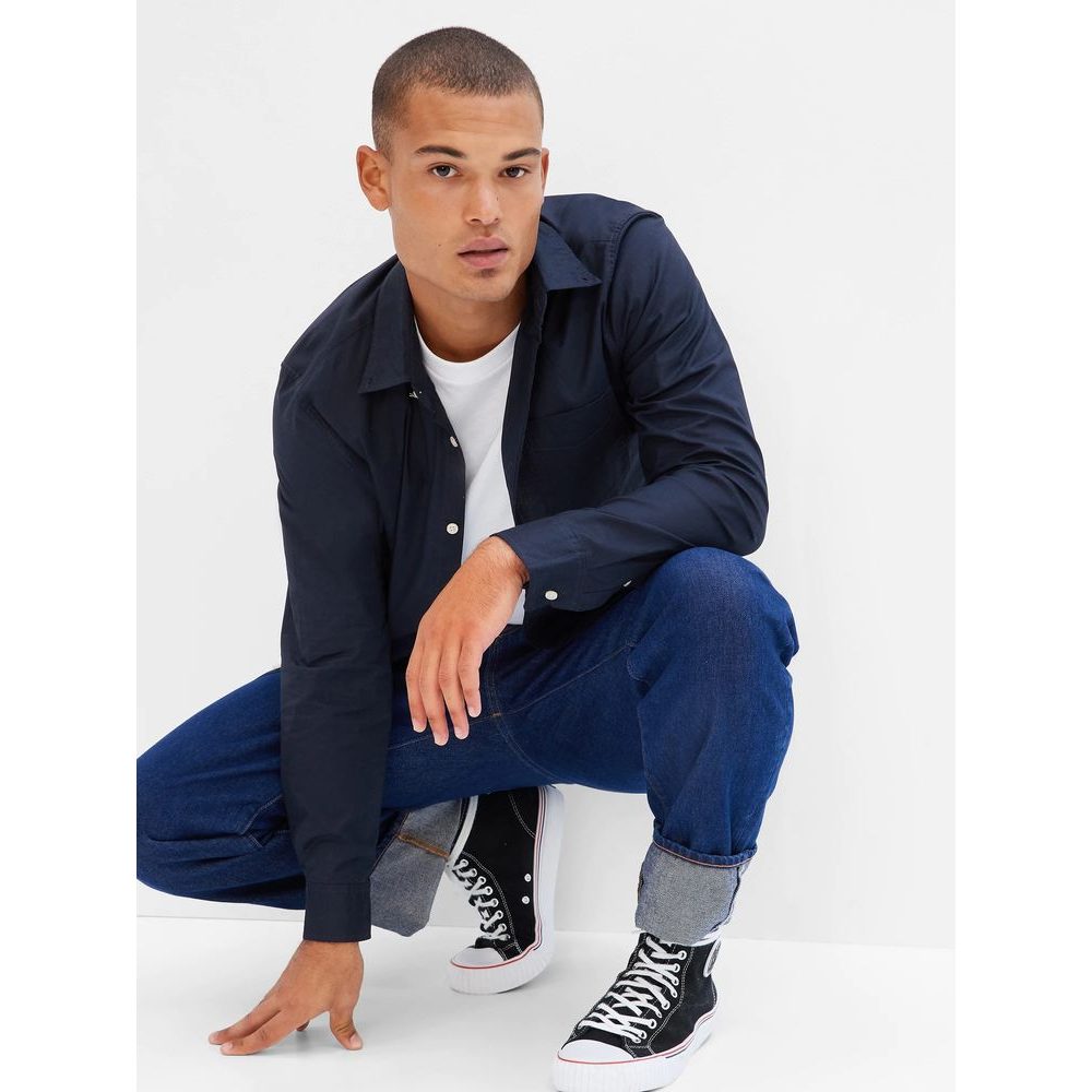 422485-03 Košile slim poplin stretch Tmavě modrá