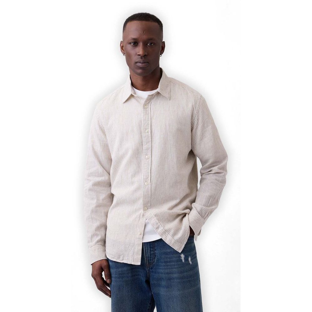 887952-06 Košile z lněné směsi Standard Fit Béžová