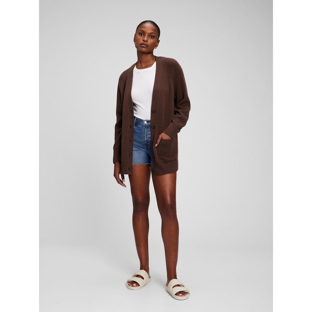 852821-00 Kardigan boyfriend s kapsami, Hnědá