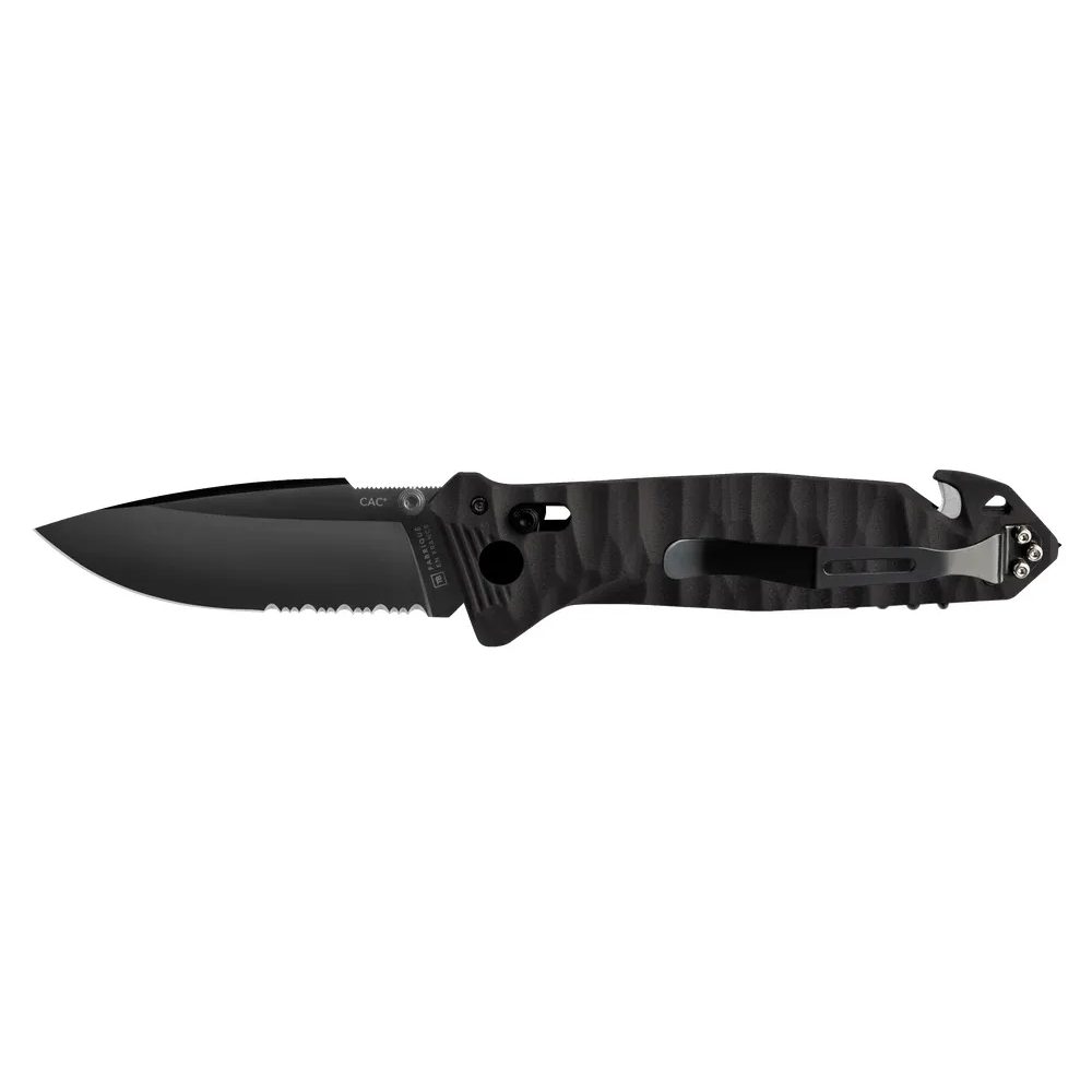 CAC TEXTURED PA6 FV BLACK HANDLE SERRATED