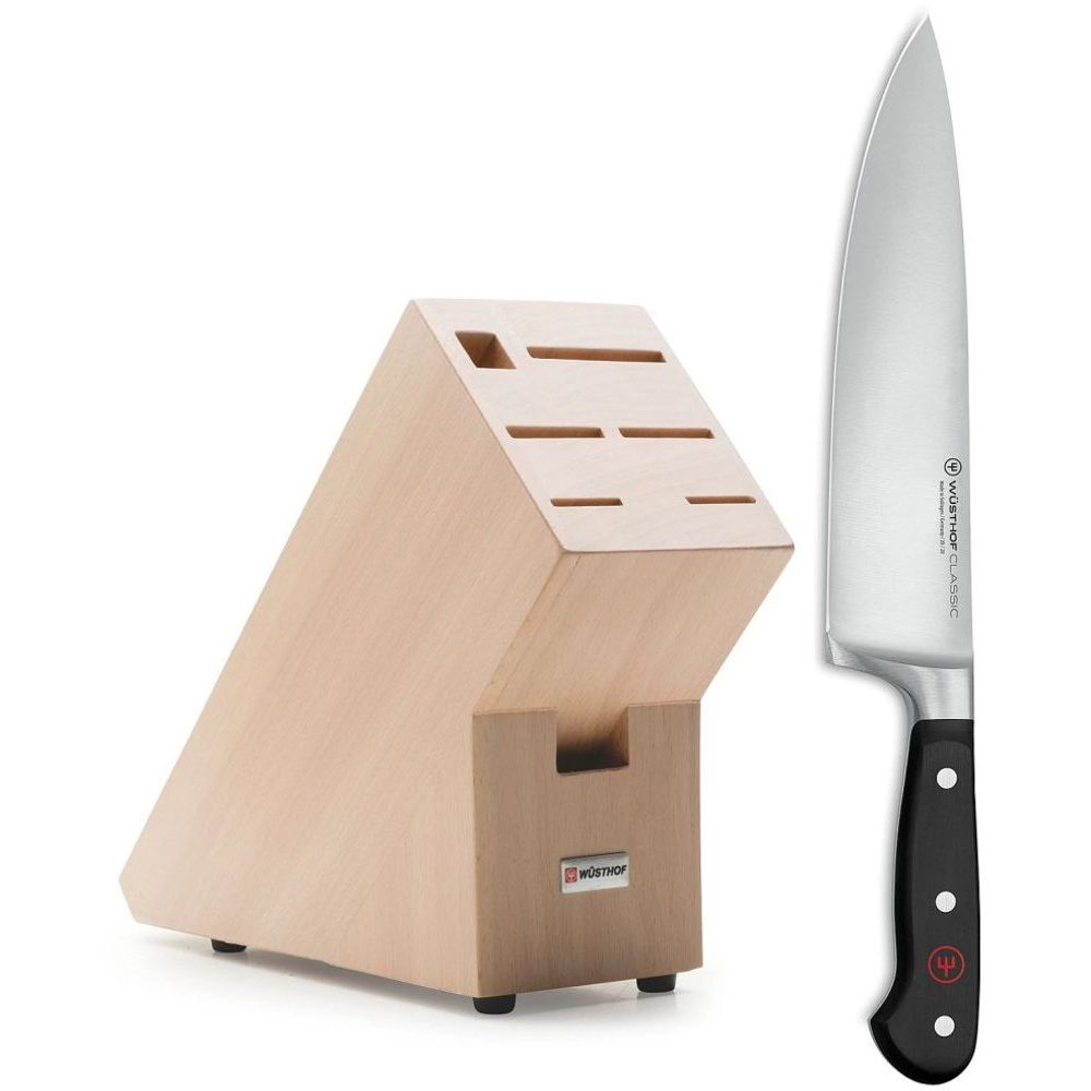 CLASSIC IKON 20 cm chef's knife with a beech wood block for 5 knives
