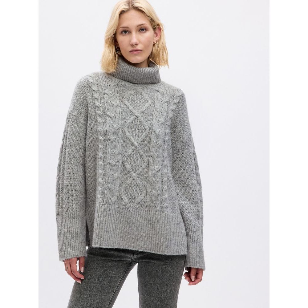 815134-00 Pletený svetr se vzorem Šedá