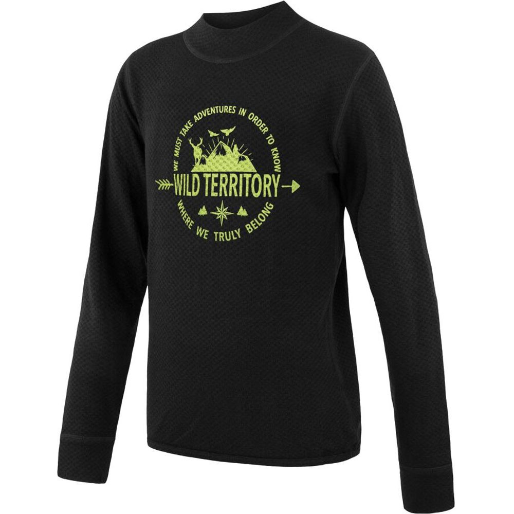 MERINO DF TERRITORY dětské triko dl.rukáv černá